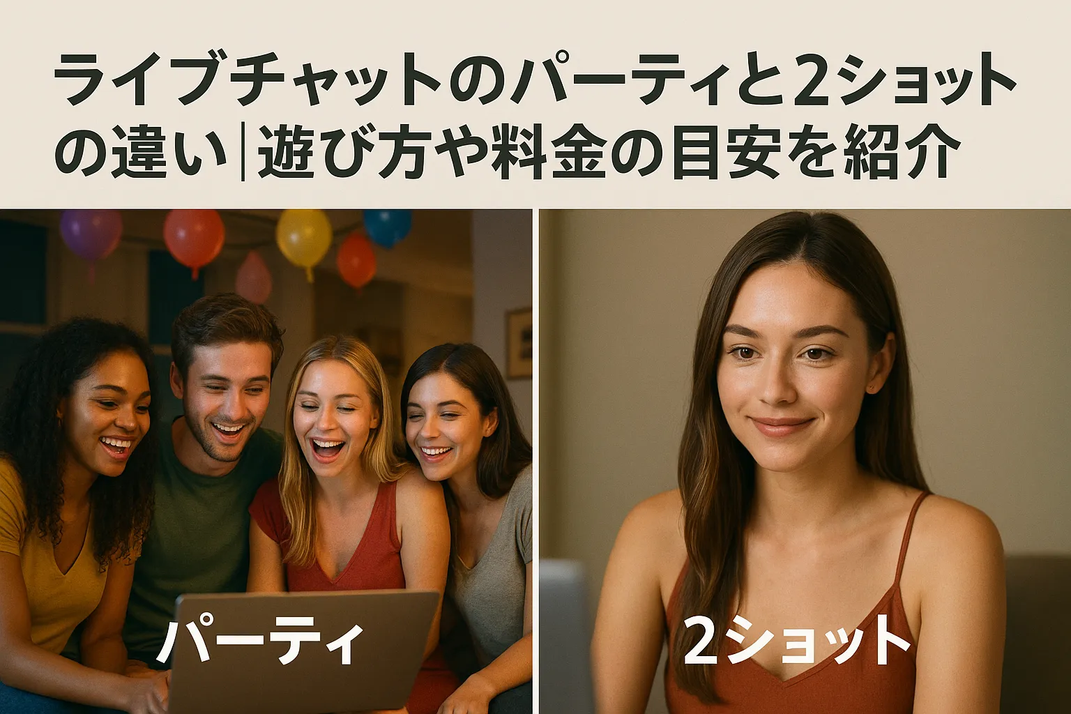 ライブチャットのパーティと2ショットの違い｜遊び方や料金の目安を紹介