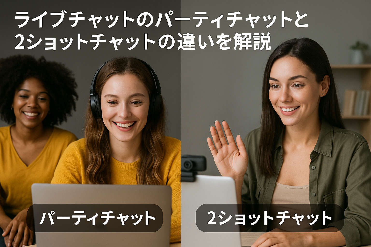 ライブチャットのパーティチャットと2ショットチャットの違いを解説