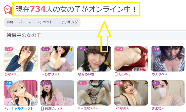 FANZAライブチャットのオンライン中の人数