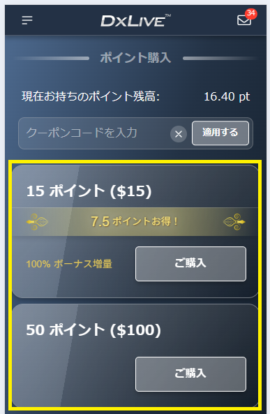 ポイント購入手順