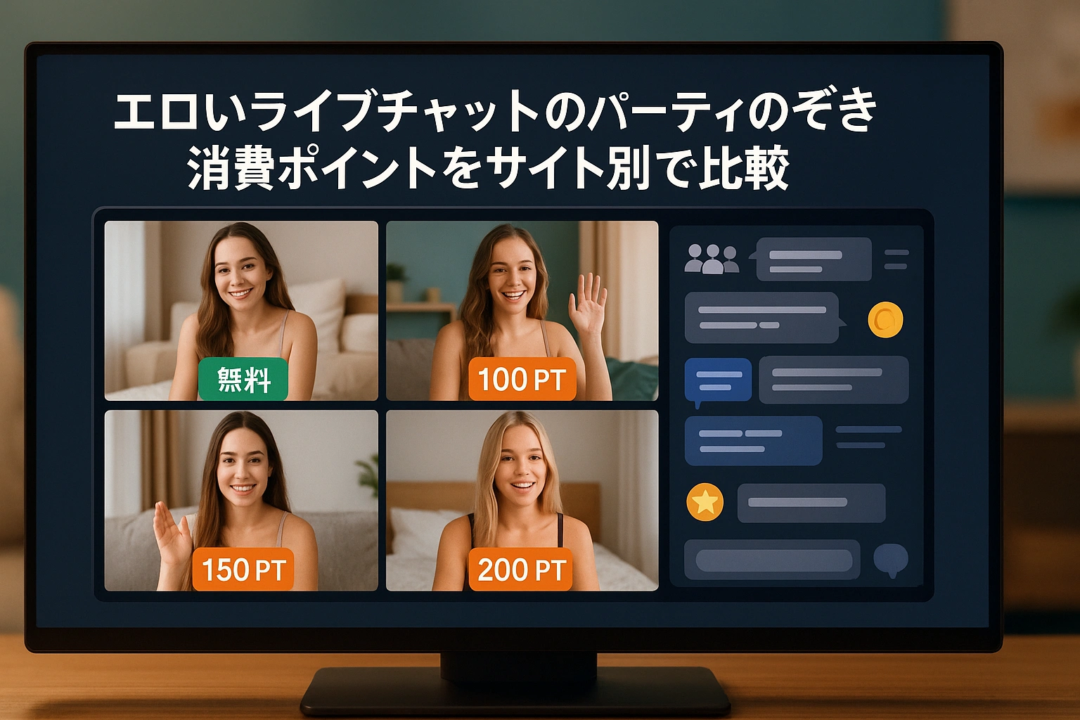 エロいライブチャットのパーティのぞきの消費ポイントをサイト別で比較